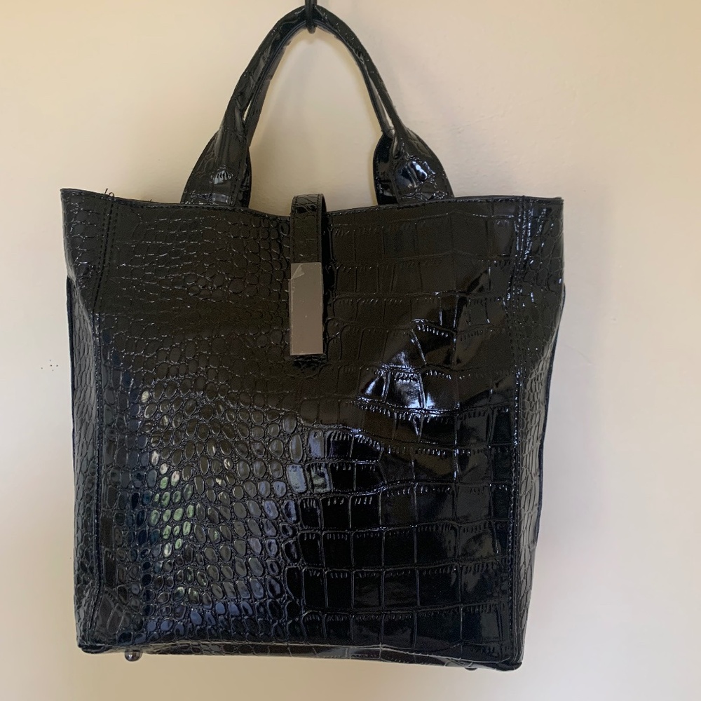 Harper and Hyde - NWOT - Black Patent Croc Tote